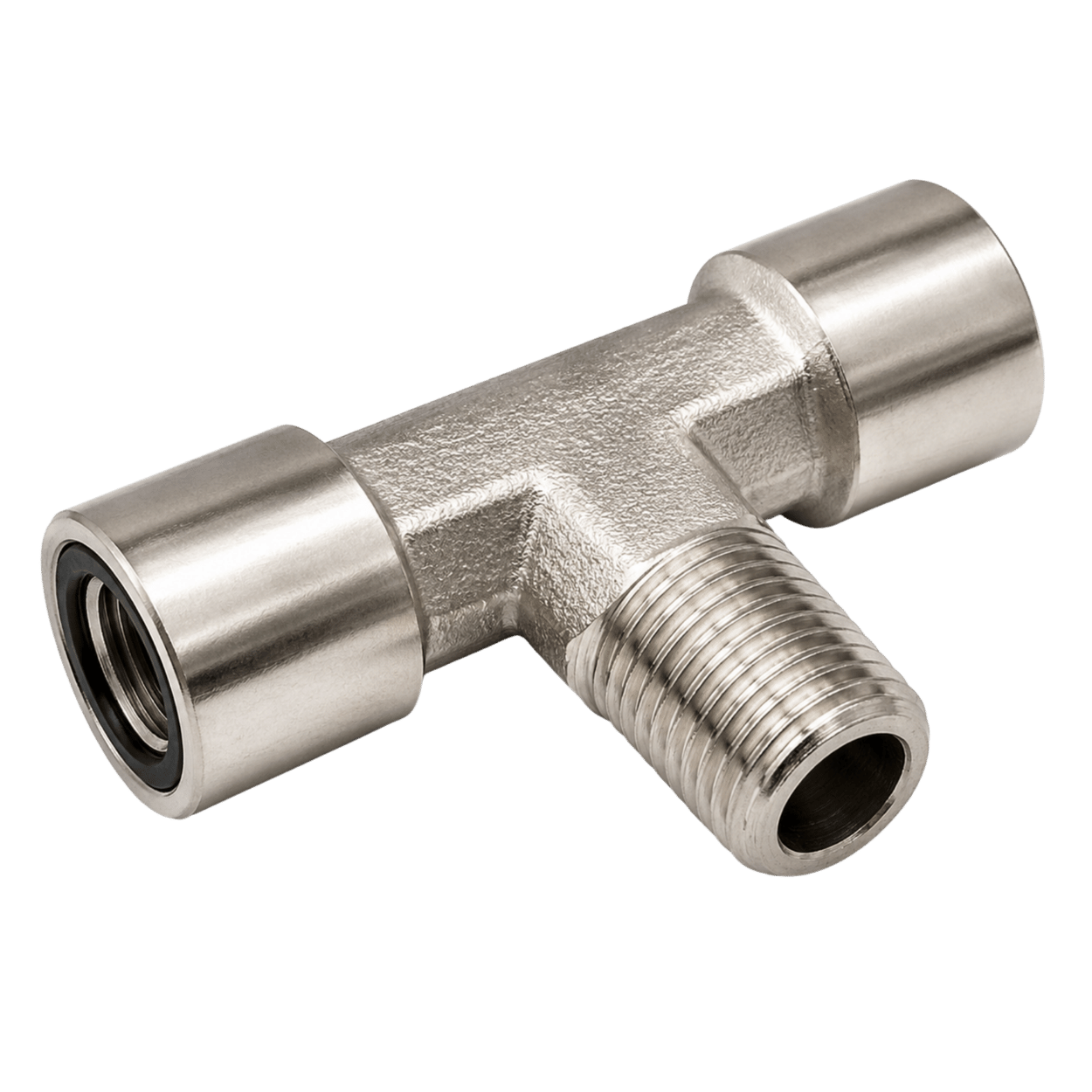 T-Stück, G1/8" (IG) R1/8" (AG) - Messing vernickelt